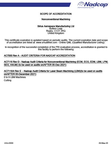 Nadcap Scope NM# 207226 LBM